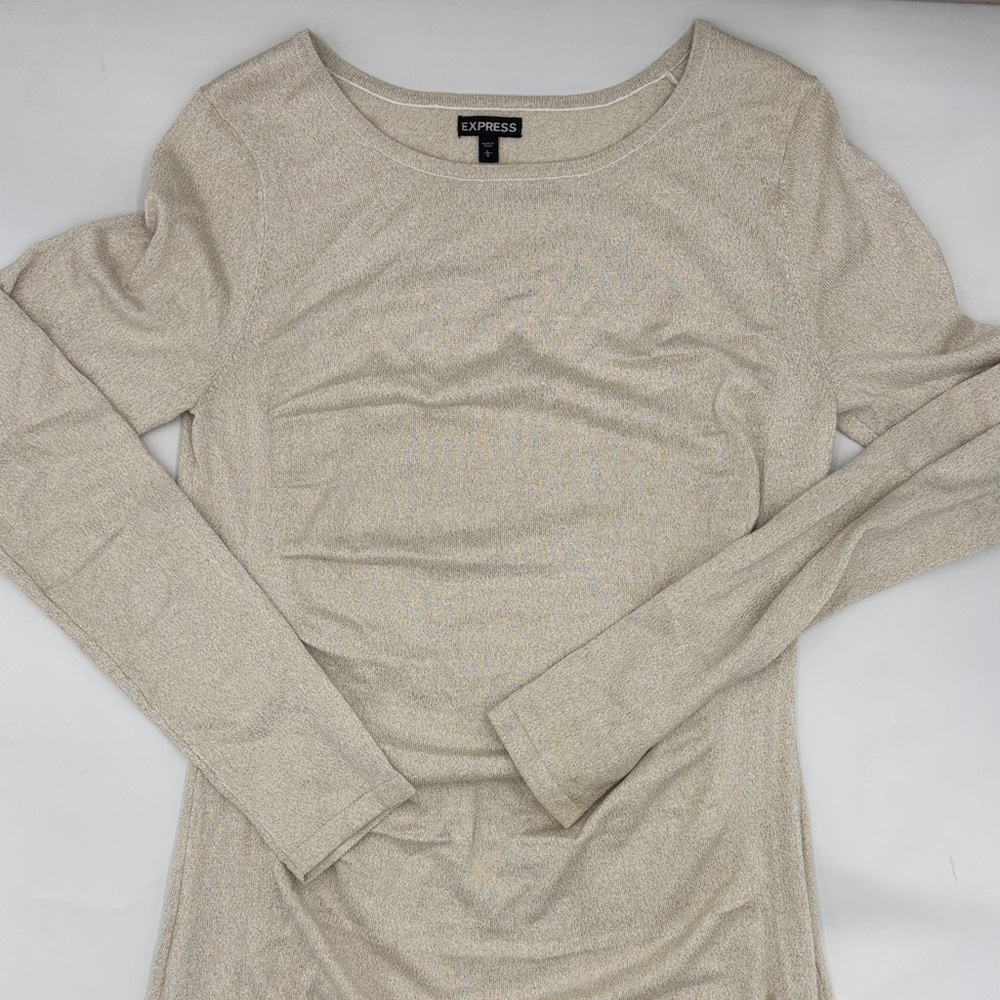 Express Crewneck Metallic Long Sleeve Dress